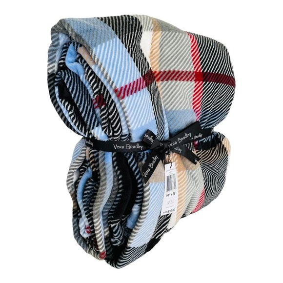 Vera Bradley Perfectly Plaid Oversized Plush Throw Blanket 94” x 66” - Picture 4 of 7